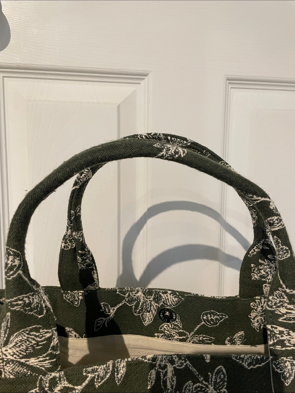 Francesca's Collections Olive Green Floral Canvas Tote - Picture 7 of 12